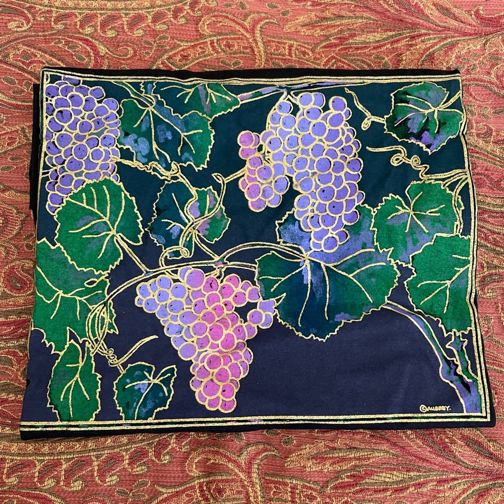 Hanes Black T-Shirt with Colorful Grapes Design